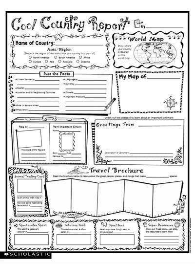 Free Printable Country Report Worksheets
